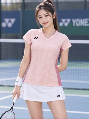 Yonex Women’s Pink V-Neck Athletic Sports Shirt‎ Korean XL / US M